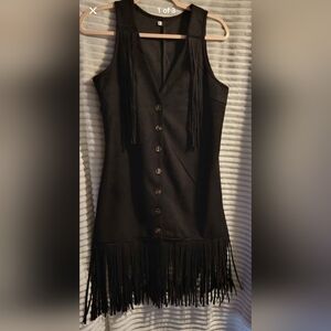 Black Fringe Boho Dress